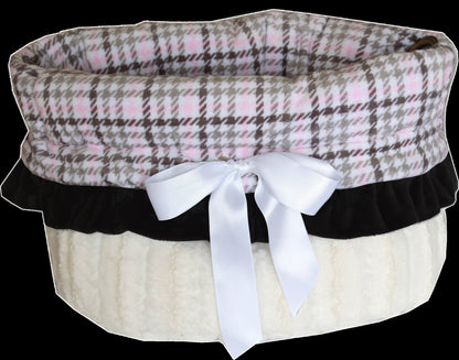 Cama, bolso y asiento de coche reversibles Snuggle Bugs para perros, cachorros y mascotas o gatos, todo en uno, "Plaids"