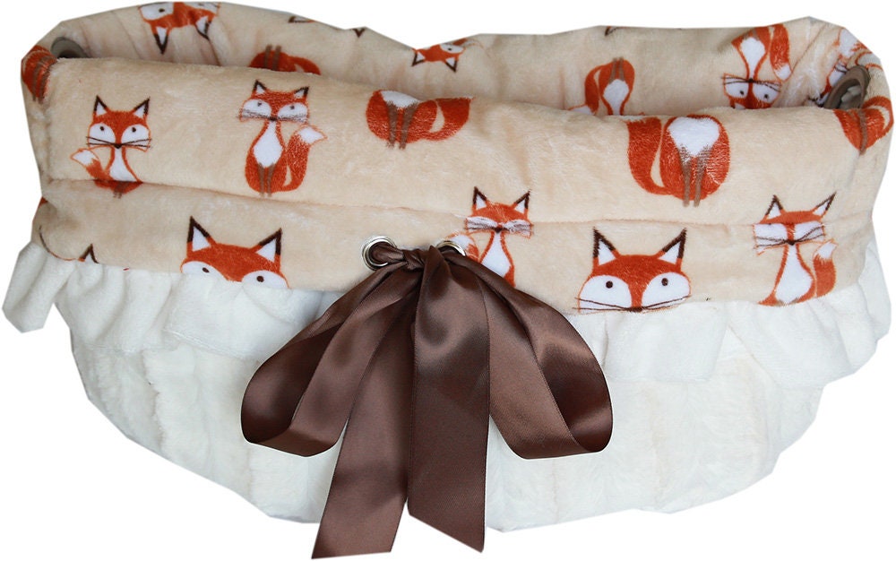 Cama, bolso y asiento de coche reversibles Snuggle Bugs para perros, cachorros y mascotas o gatos, todo en uno, "Foxy"