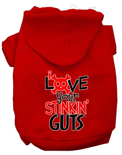 Sudadera con capucha para mascotas, perros y gatos con la frase "Love Your Stinkin Guts" (Ama tus apestosas tripas)