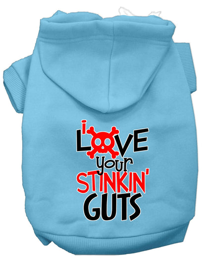 Sudadera con capucha para mascotas, perros y gatos con la frase "Love Your Stinkin Guts" (Ama tus apestosas tripas)