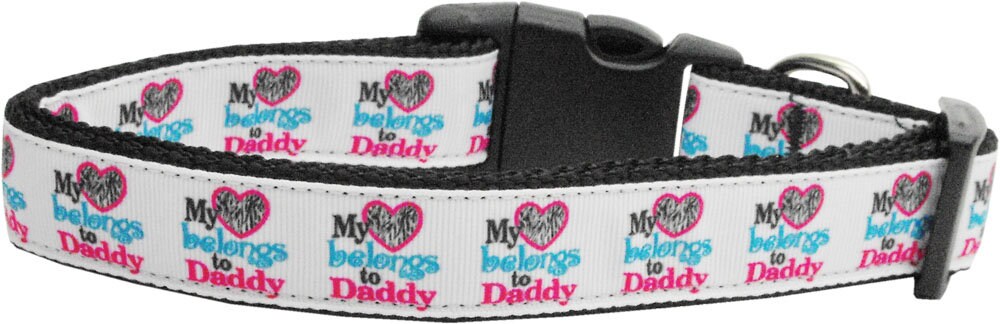 Pet Dog & Cat Nylon Collar or Leash, "My Heart Belongs To Daddy"