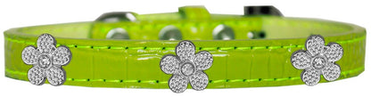 Dog, Puppy & Pet Designer Croc Widget Collar, "Silver Flowers"