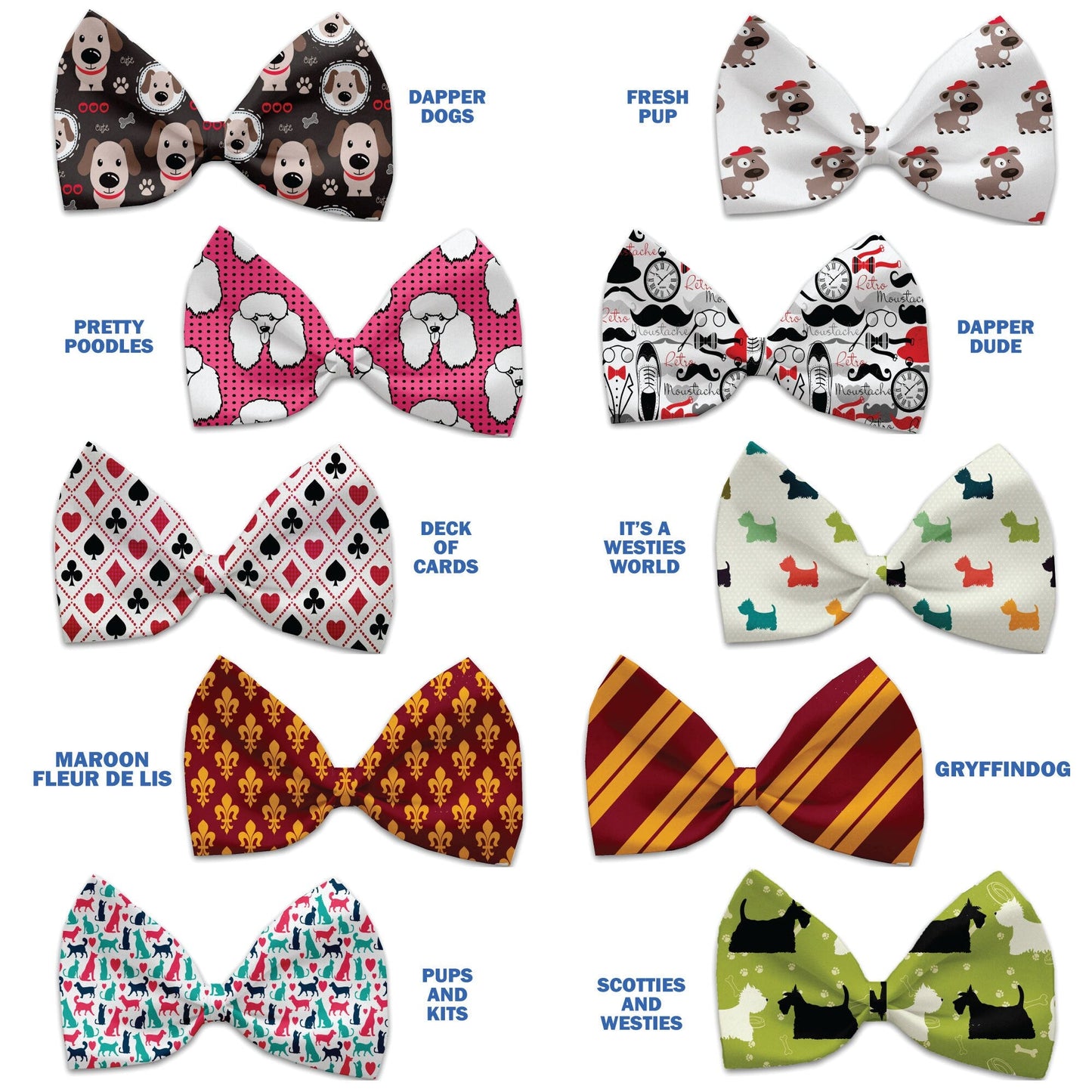 Pajaritas para mascotas, perros y gatos, "Dapper Dogs Group" *¡Disponibles en 10 opciones de patrones diferentes!*