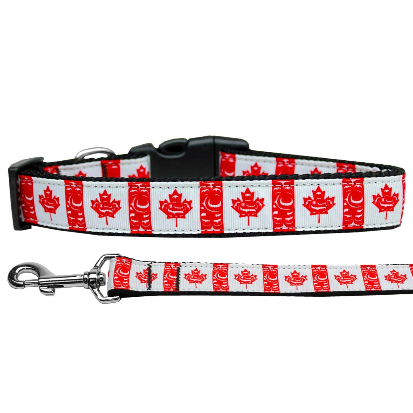 Collar o correa de nailon para perros y gatos, "Bandera canadiense en espiral"