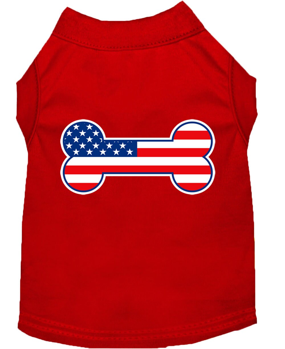 Pet Dog & Cat Shirt Screen Printed, "Bone Shaped American Flag"