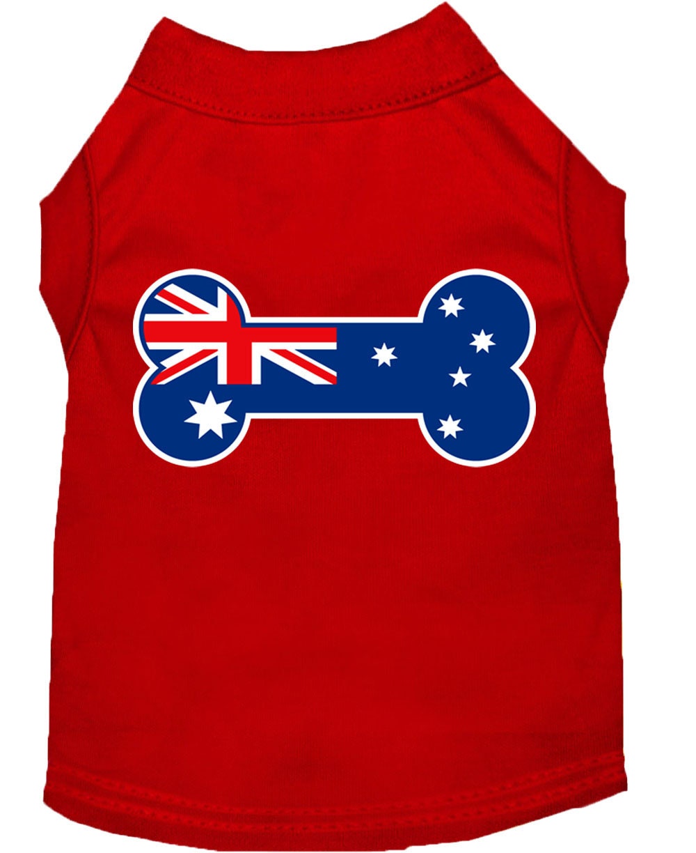 Pet Dog & Cat Shirt Screen Printed, "Bone Shaped Australian Flag"