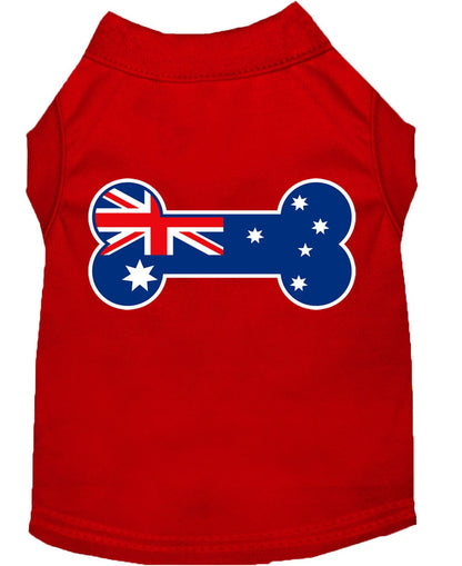 Pet Dog & Cat Shirt Screen Printed, "Bone Shaped Australian Flag"