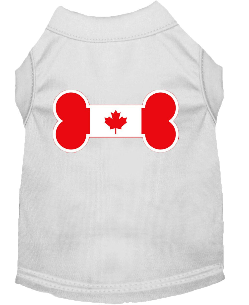 Pet Dog & Cat Shirt Screen Printed, "Bone Shaped Canadian Flag"