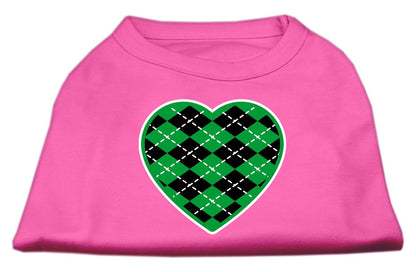 Camiseta para perros y gatos serigrafiada, "Argyle Heart Emerald Green"