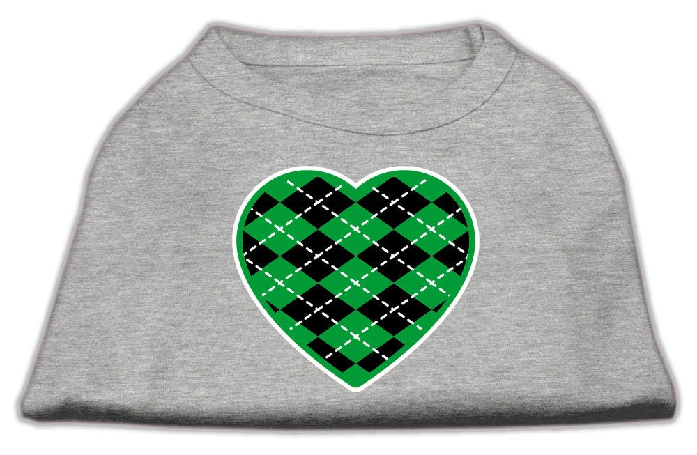 Camiseta para perros y gatos serigrafiada, "Argyle Heart Emerald Green"