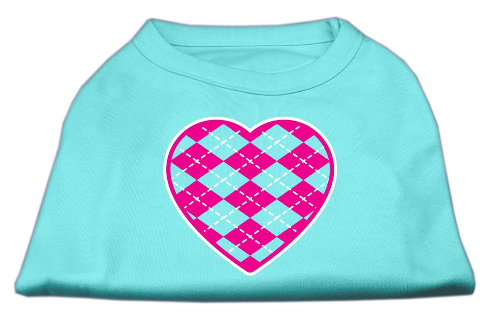 Pet Dog & Cat Shirt Screen Printed, "Argyle Heart Pink"