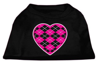 Pet Dog & Cat Shirt Screen Printed, "Argyle Heart Pink"