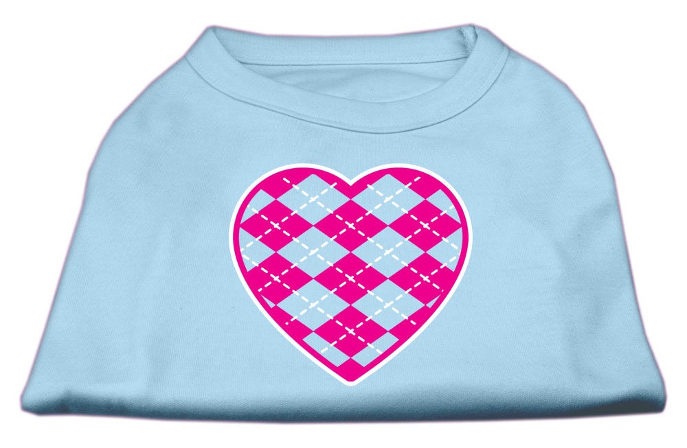 Pet Dog & Cat Shirt Screen Printed, "Argyle Heart Pink"