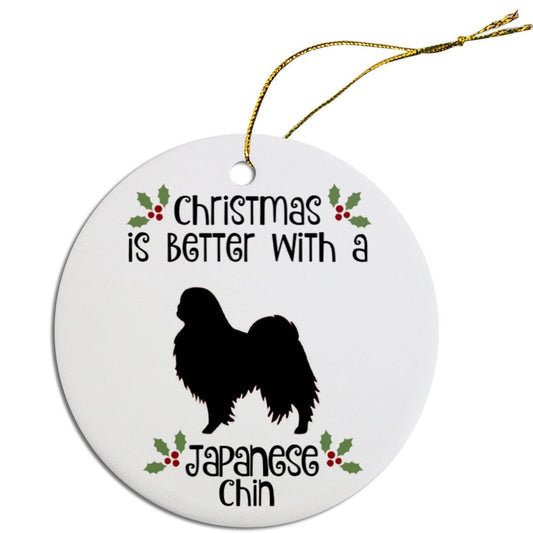 Christmas is Better with a Japanese Chin Christmas Tree Ornament