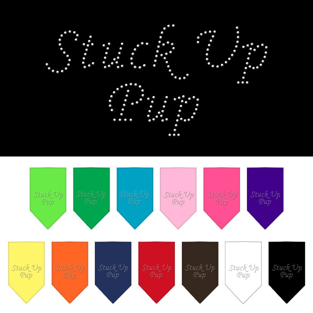 Bandana para mascotas y perros con diamantes de imitación, "Stuck Up Pup"