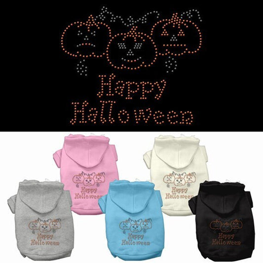 Sudadera con capucha para Halloween con diseño de perro y gato y diamantes de imitación, "Truco o trato"