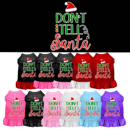 Christmas Pet Dog & Cat Dress Screen Printed, "Don't Tell Santa"