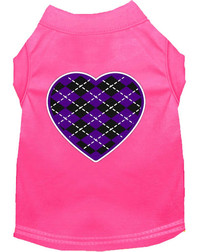 Pet Dog & Cat Shirt Screen Printed, "Argyle Heart Purple"