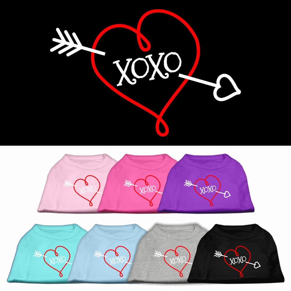 Camiseta para perros y gatos con serigrafía "XOXO"