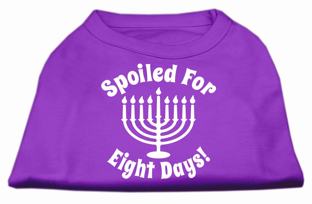 Camiseta para perros y gatos de Hanukkah con serigrafía que dice "Mimados durante ocho días"