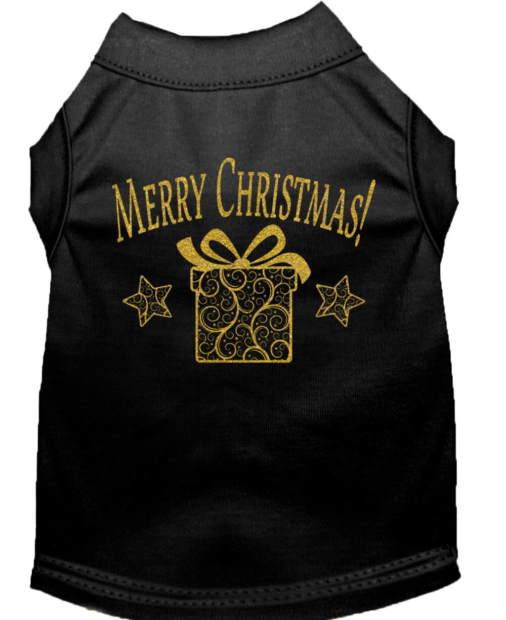 Christmas Screenprinted Dog Shirt, "Golden Christmas Present"