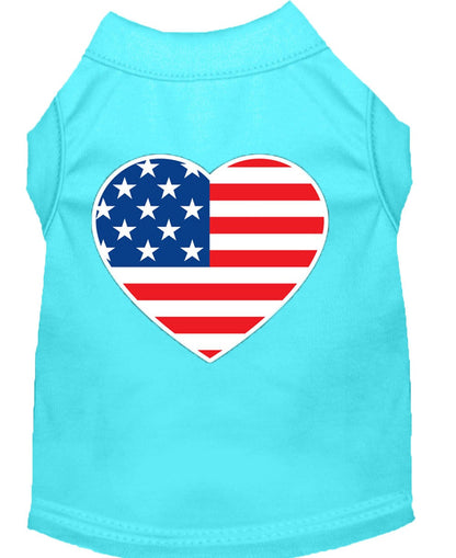 Pet Dog & Cat Shirt Screen Printed, "American Flag Heart"