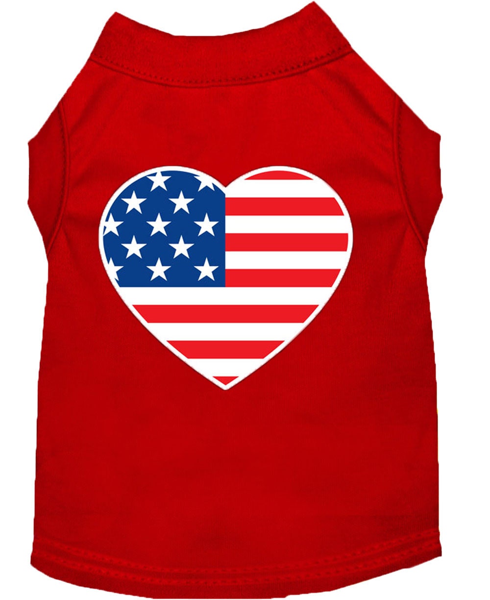 Pet Dog & Cat Shirt Screen Printed, "American Flag Heart"