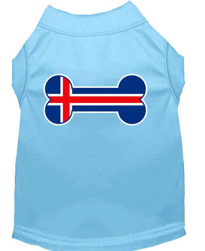 Pet Dog & Cat Shirt Screen Printed, "Bone Shaped Iceland Flag"