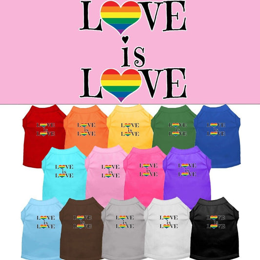 Camiseta para perros y gatos con serigrafía "Love Is Love"