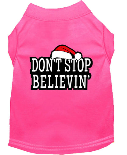 Christmas Screenprinted Dog Shirt, "Don't Stop Believin"