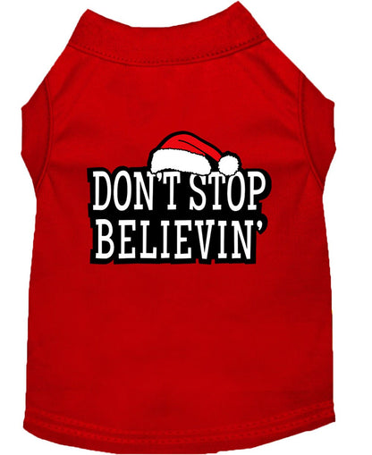 Christmas Screenprinted Dog Shirt, "Don't Stop Believin"