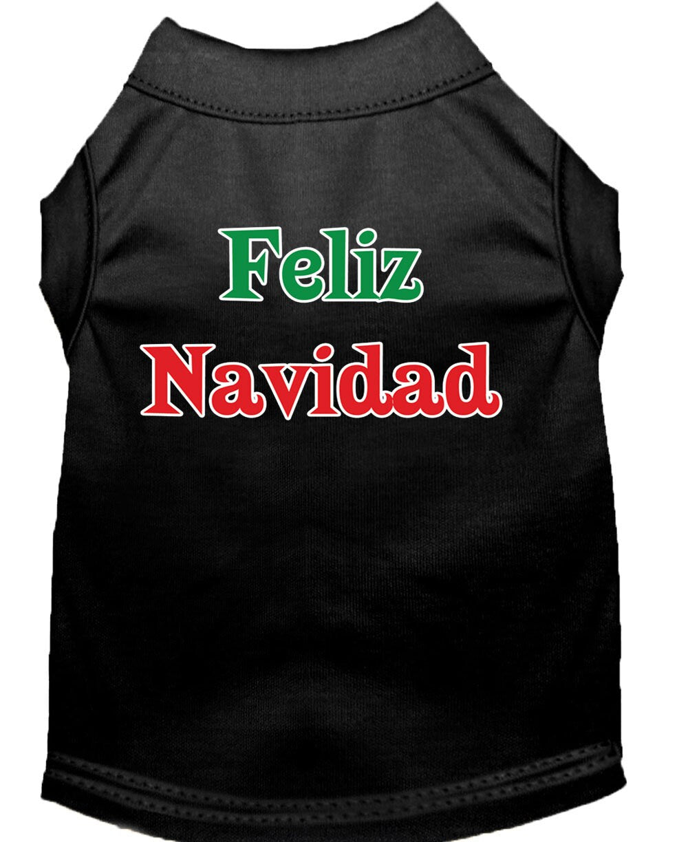 Christmas Screenprinted Dog Shirt, "Feliz Navidad"