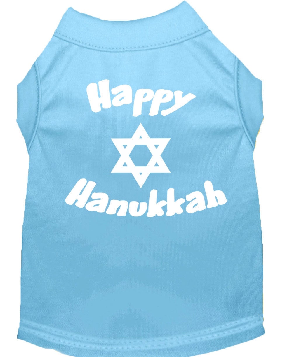 Camiseta para perros y gatos de Hanukkah serigrafiada con la frase "Happy Hanukkah"