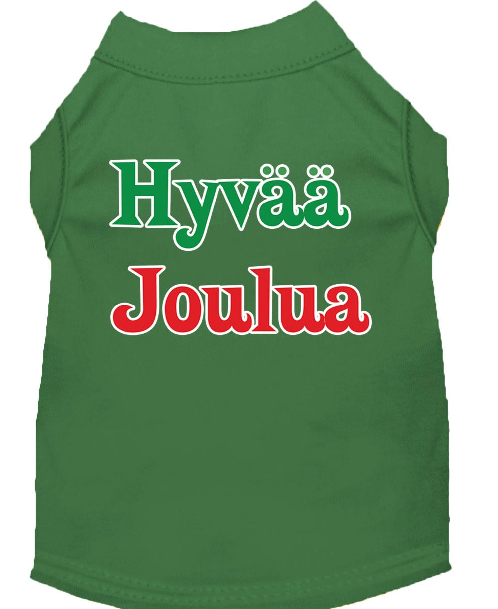 Christmas Screenprinted Dog Shirt, "Hyvaa Joulua"