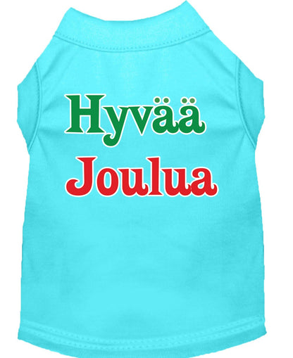 Christmas Screenprinted Dog Shirt, "Hyvaa Joulua"