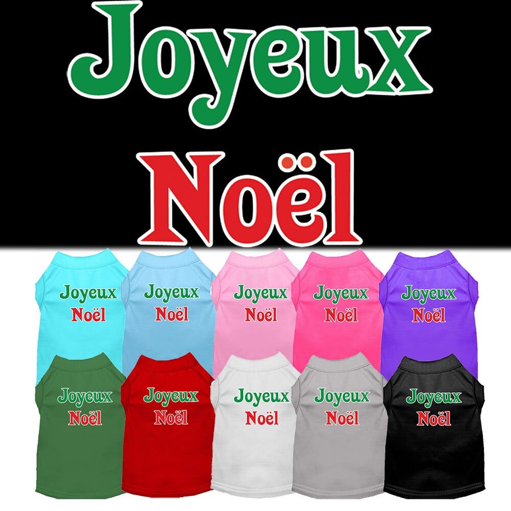 Christmas Screenprinted Dog Shirt, "Joyeux Noel"