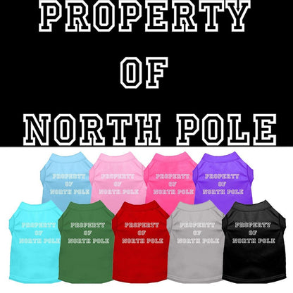 Christmas Screenprinted Dog Shirt, "Property Of North Pole"