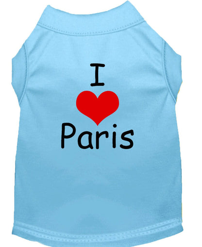 Pet Dog & Cat Shirt Screen Printed, "I Love Paris"