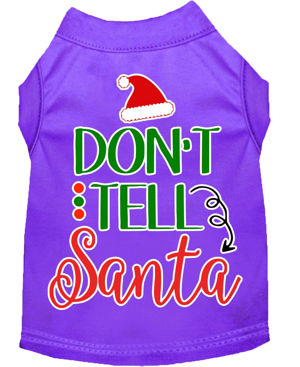 Christmas Pet Dog & Cat Shirt Screen Printed, "Don't Tell Santa"