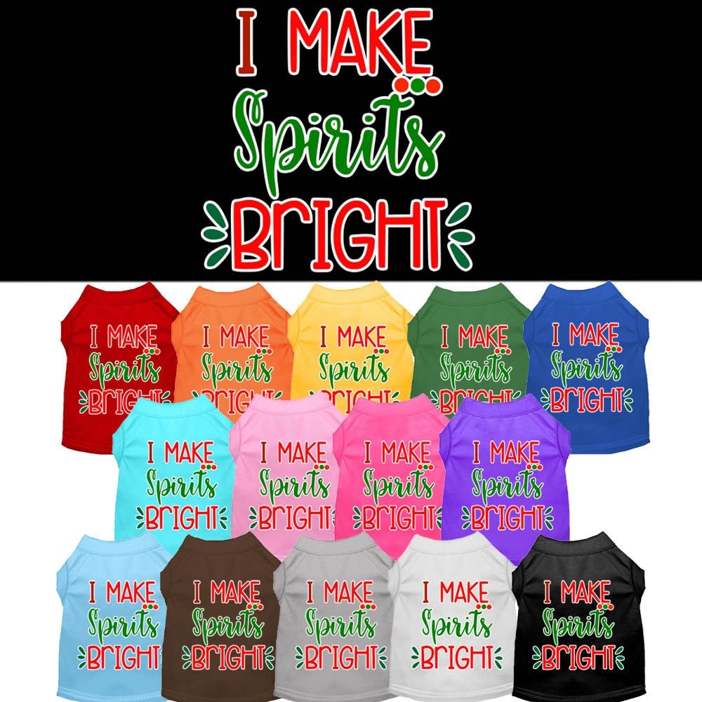 Camiseta navideña para perros y gatos con serigrafía "I Make Spirits Bright"