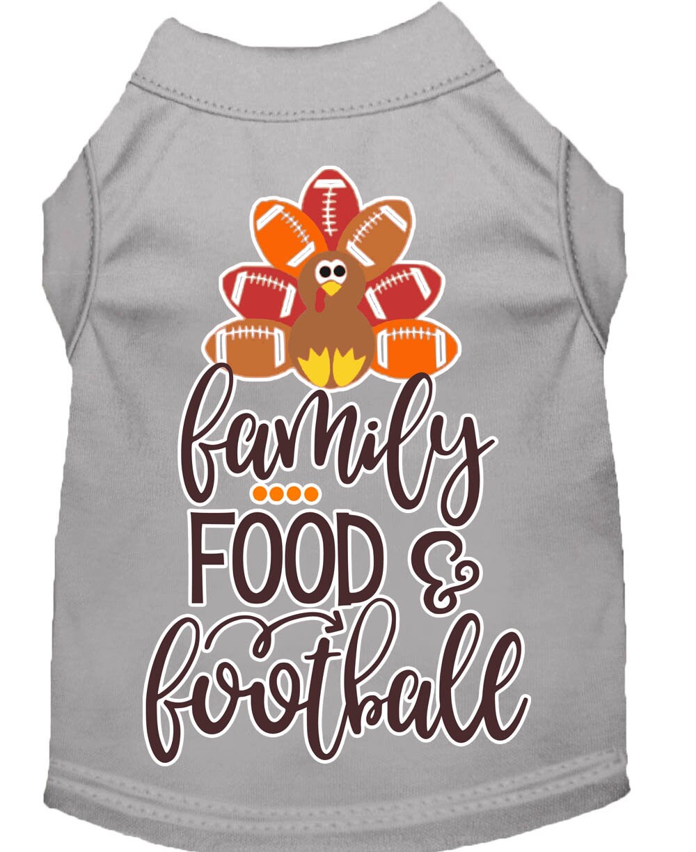 Camiseta para perros y gatos con serigrafía "Familia, comida y fútbol"