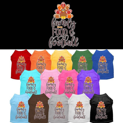 Camiseta para perros y gatos con serigrafía "Familia, comida y fútbol"