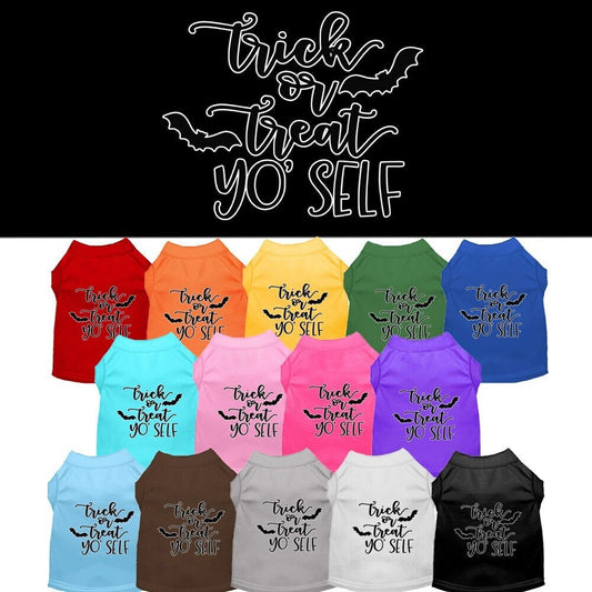 Camiseta de Halloween para perros y gatos con serigrafía "Trick Or Treat Yo' Self"