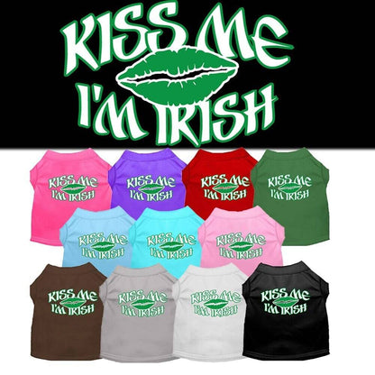 Pet Dog & Cat Shirt Screen Printed, "Kiss Me I'm Irish"