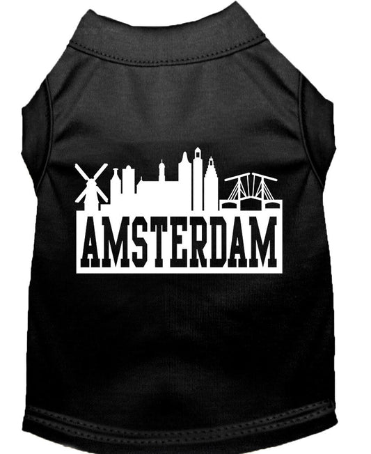 Pet Dog & Cat Shirt Screen Printed, "Amsterdam Skyline"