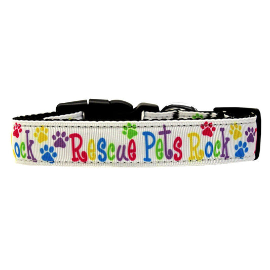 Collar o correa de nailon para perros y gatos, "Rescue Pets Rock"