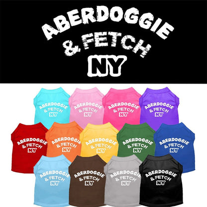 Pet Dog & Cat Shirt Screen Printed, "Aberdoggie and Fetch NY"