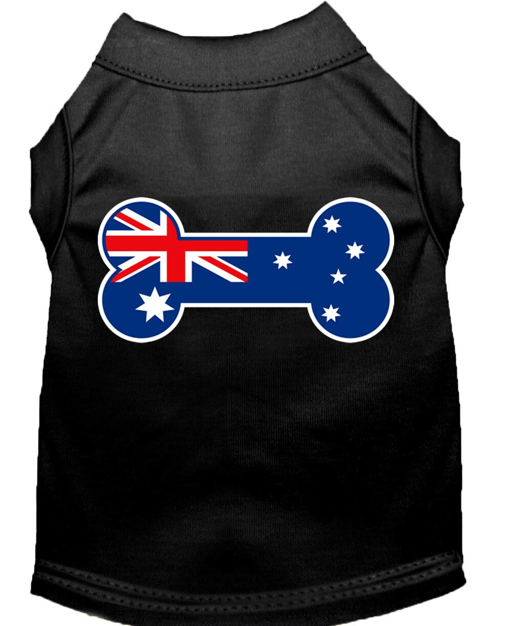 Pet Dog & Cat Shirt Screen Printed, "Bone Shaped Australian Flag"