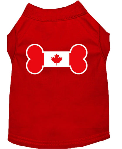 Pet Dog & Cat Shirt Screen Printed, "Bone Shaped Canadian Flag"