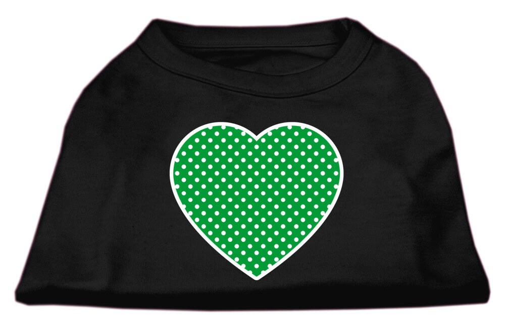 Pet Dog & Cat Shirt Screen Printed, "Swiss Dots Green Heart"